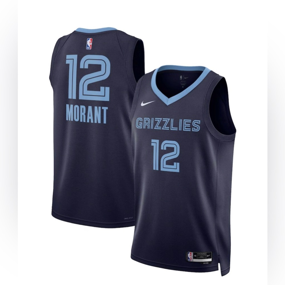 100% Genuine Swingman Memphis Grizzlies Ja Morant Dark Navy Jersey